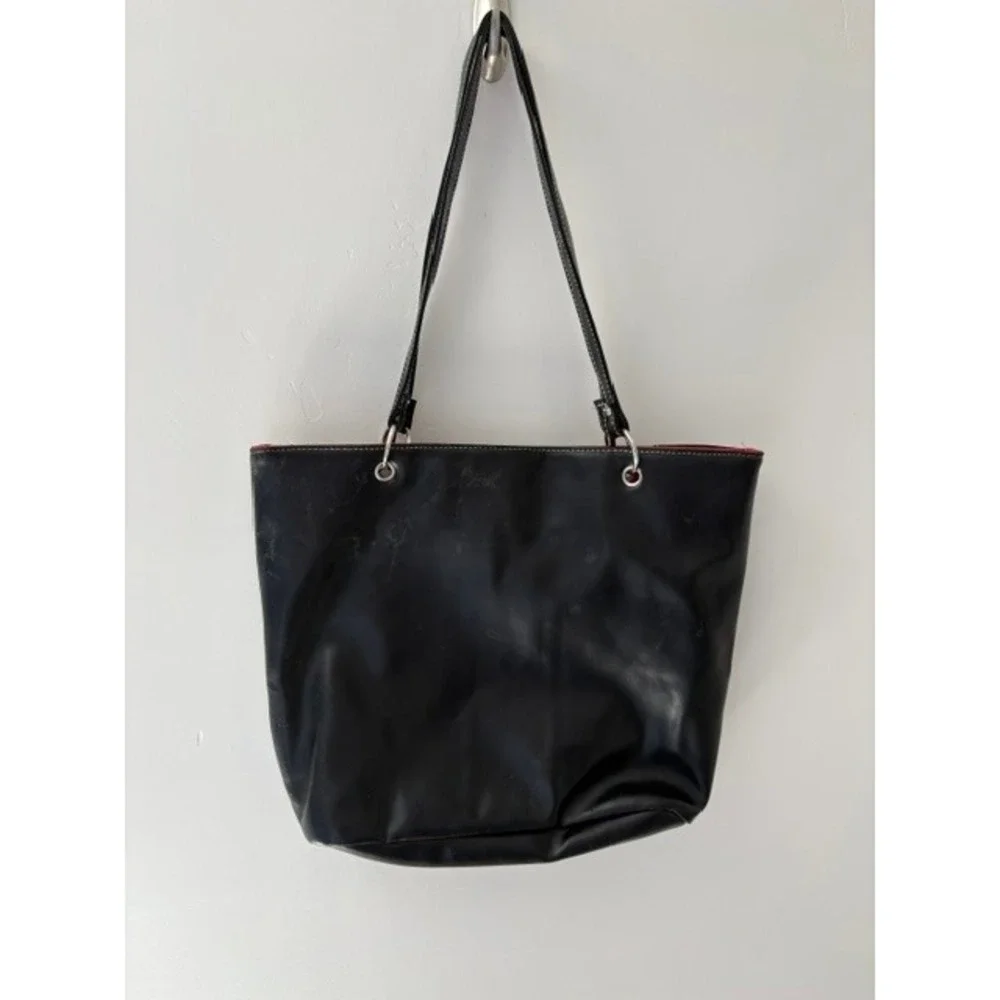 Disney Mickey Mouse Black Canvas Faux Leather Tote Bag Red Sequin Shorts Vintage